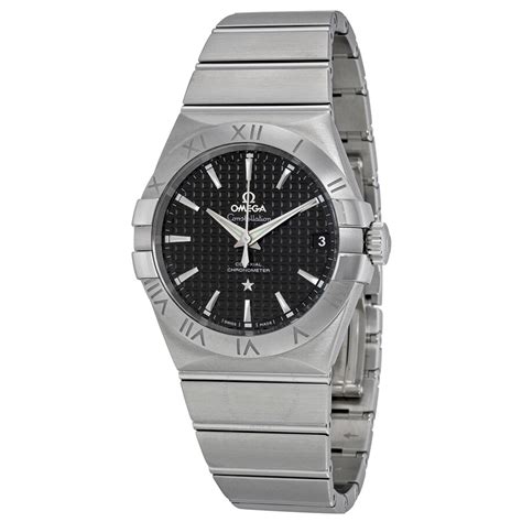 omega constellation black dial stainless steel mens watch|pre owned constellation watches.